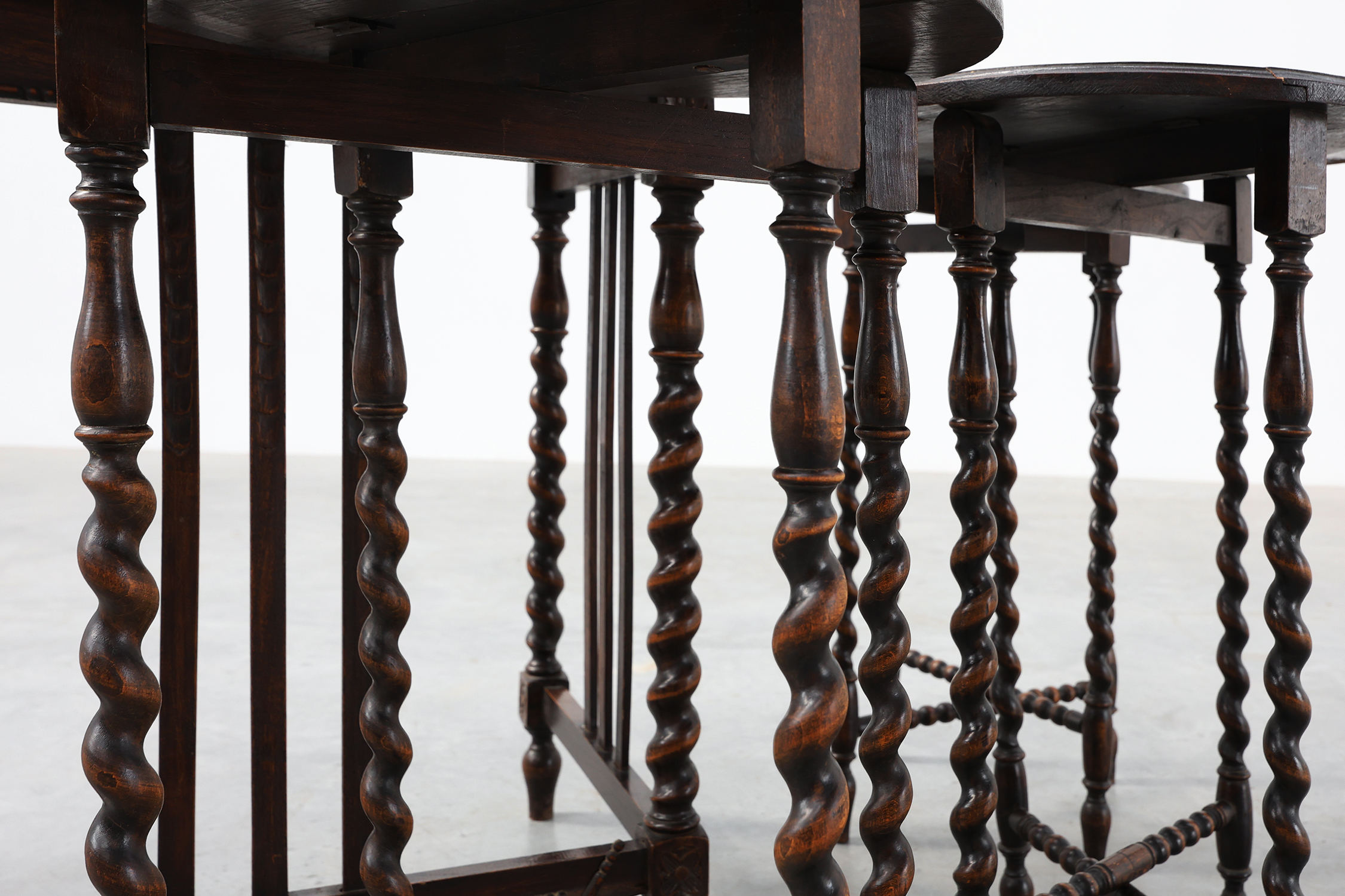Set of Four Oak Barley Twist Nesting Tables, England, circa 1900thumbnail